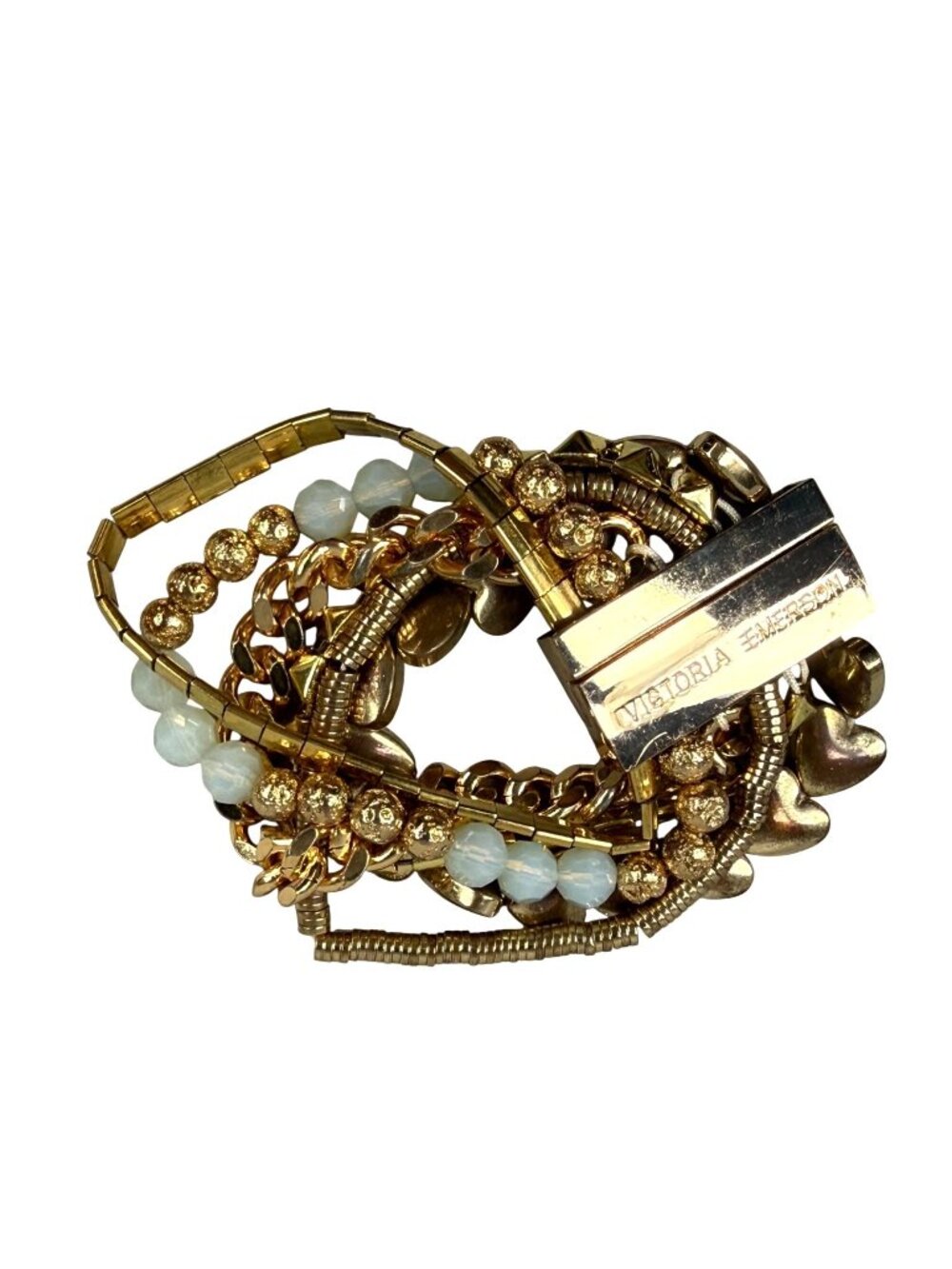 Victoria Emerson Gold & Beaded Multi-Strand Bracelet With Magnetic Clasp